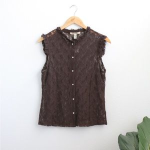 NWT Free People Brown Lace Top S